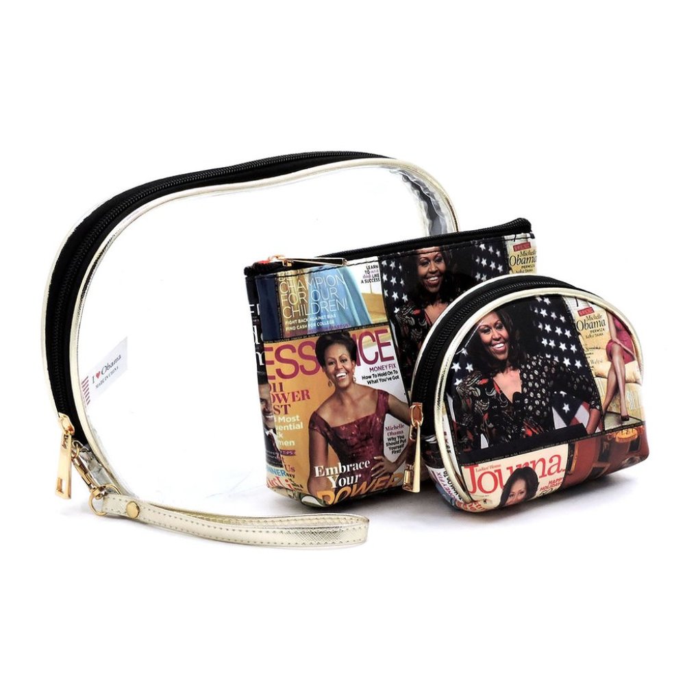 3 Piece MIchelle Obama Makeup Bag Set Multi Color